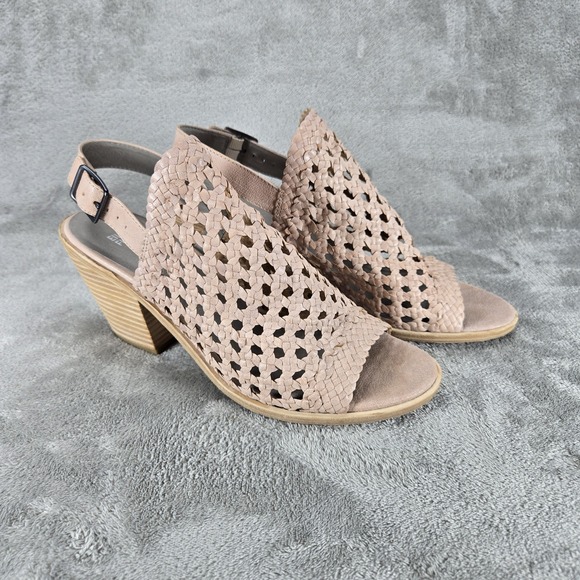 Eileen Fisher Rory Woven Leather Sandal Beige Bone Women's Size 11 - Picture 2 of 9